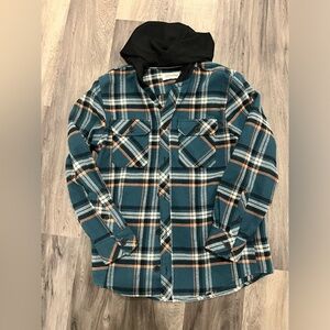 Boys hooded flannel shirt from buckle blue